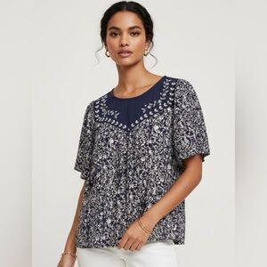 Lucky Brand Navy Floral Women's Top
